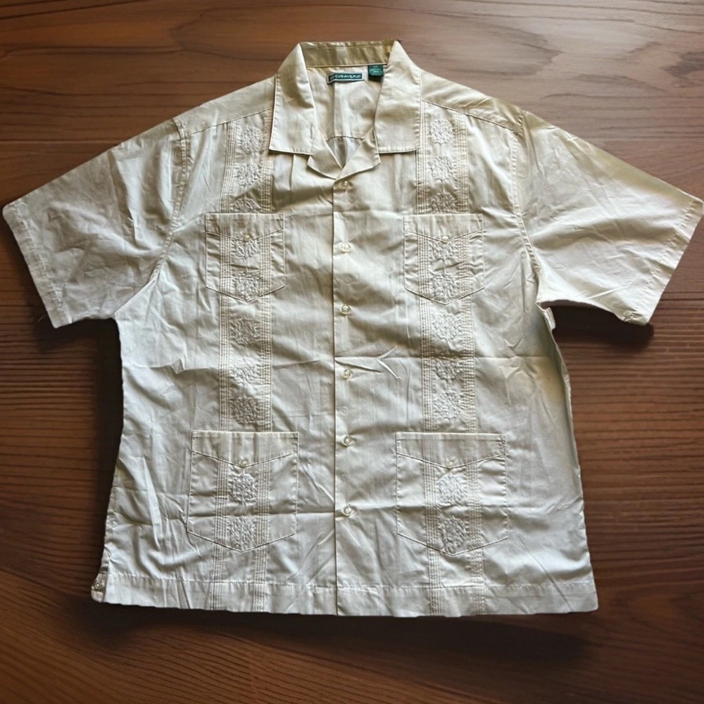 Mens Guayabera- Cubavera- Shirt- Ivory Size XXL Fiesta Mariachi Wedding